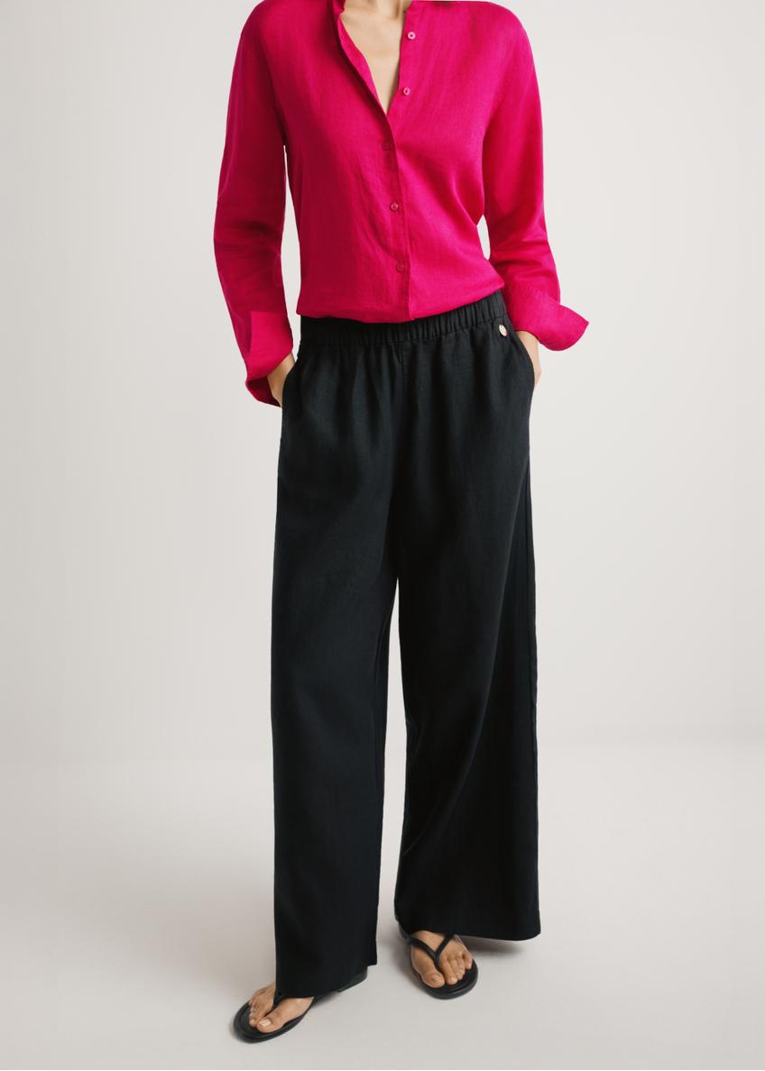 Black linen women's trousers SPODT-0124-99(W26)