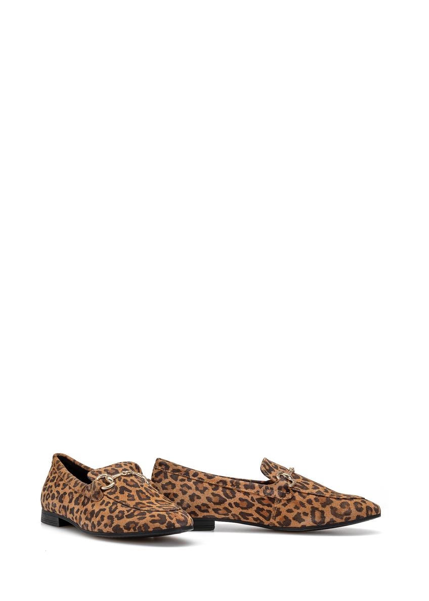 Women's leather loafers in leopard print BUTYD-1181-86(W25)