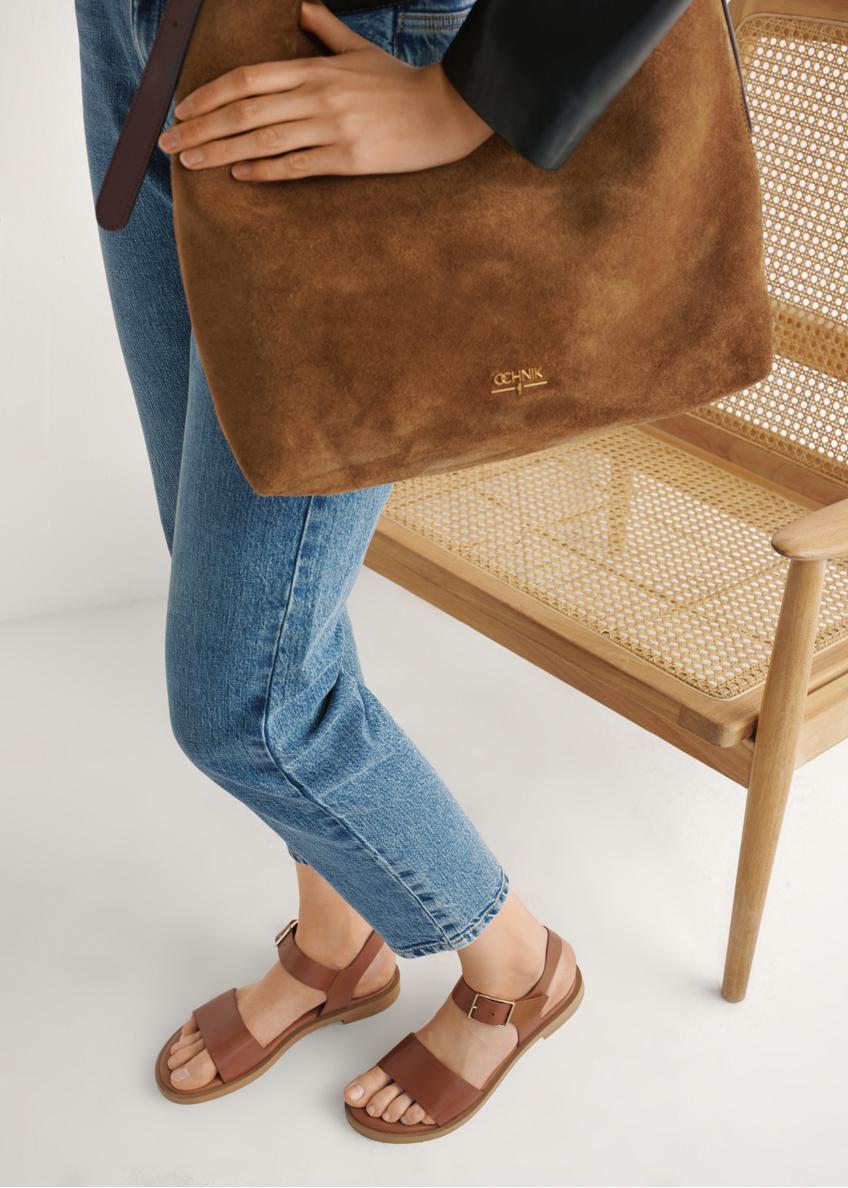 Women's leather sandals in cognac color BUTYD-1263-1F(W26)