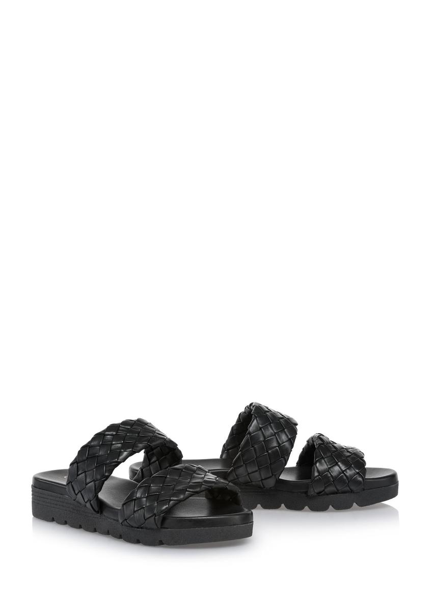 Black leather platform flip-flops BUTYD-1063-99(W24)