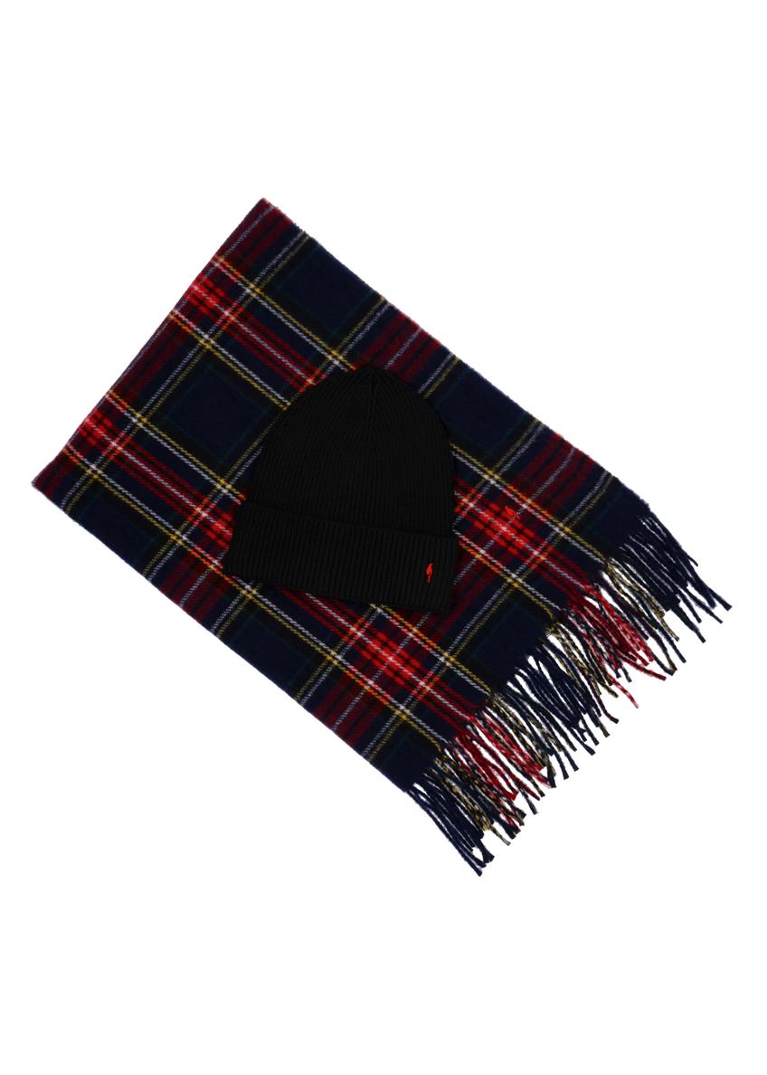 Men's hat and scarf set ZESTM-0007-4P(Z26), front view of the product on a white background.