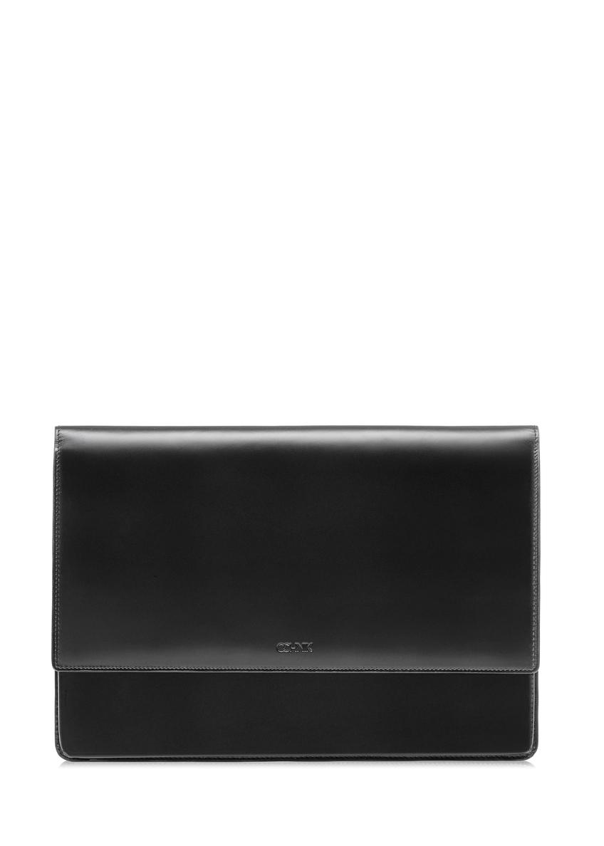 Men's black leather briefcase TORMS-0468-99(Z25), front product view on white background.