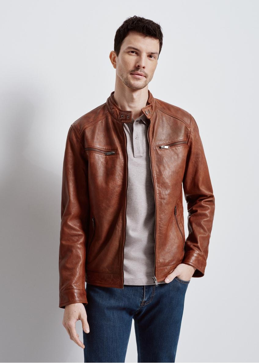 Brown leather jacket for men KURMS-0326-1363(W25)