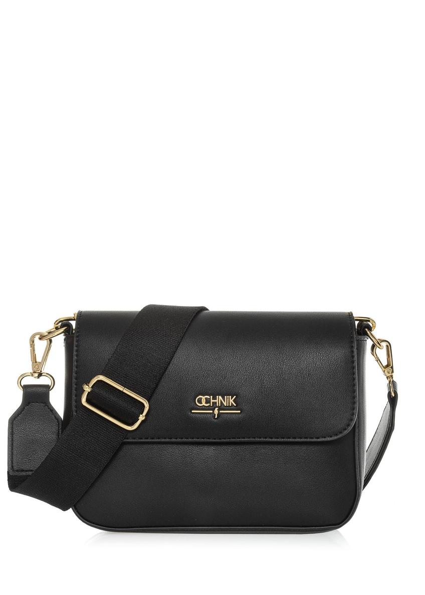 Black women's messenger bag with chain TOREC-0767C-99(Z25) - front view of the product on a white background.