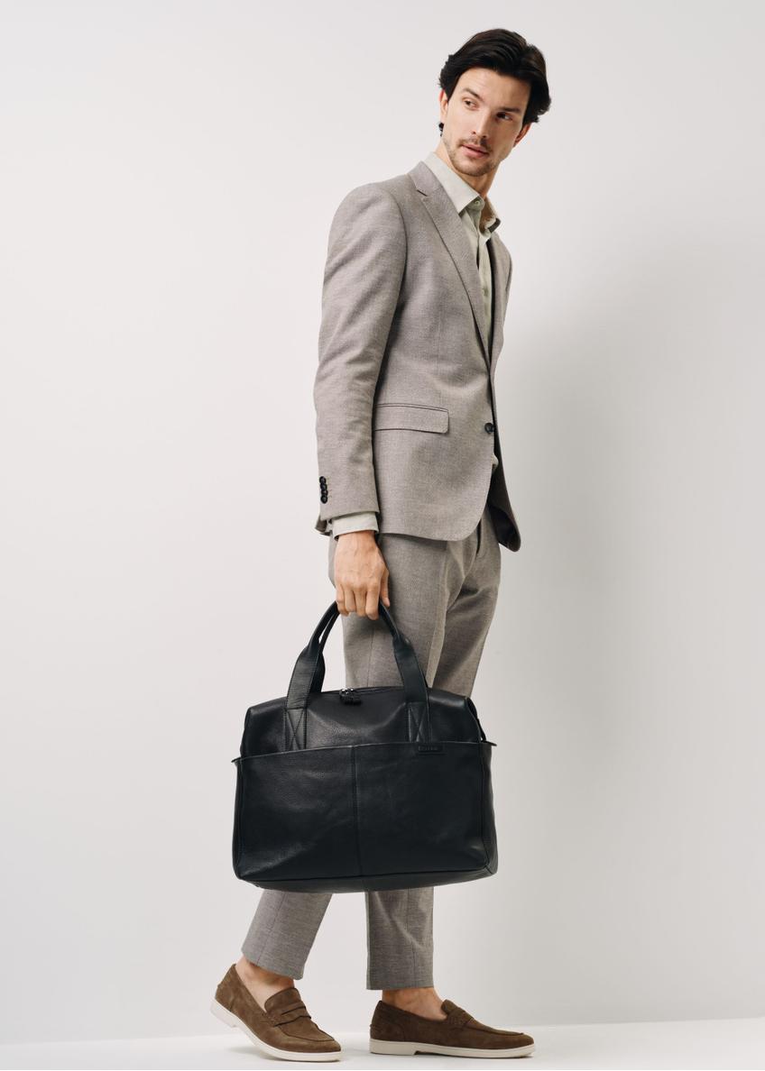Men's black leather travel bag TORMS-0421A-99(Z25)