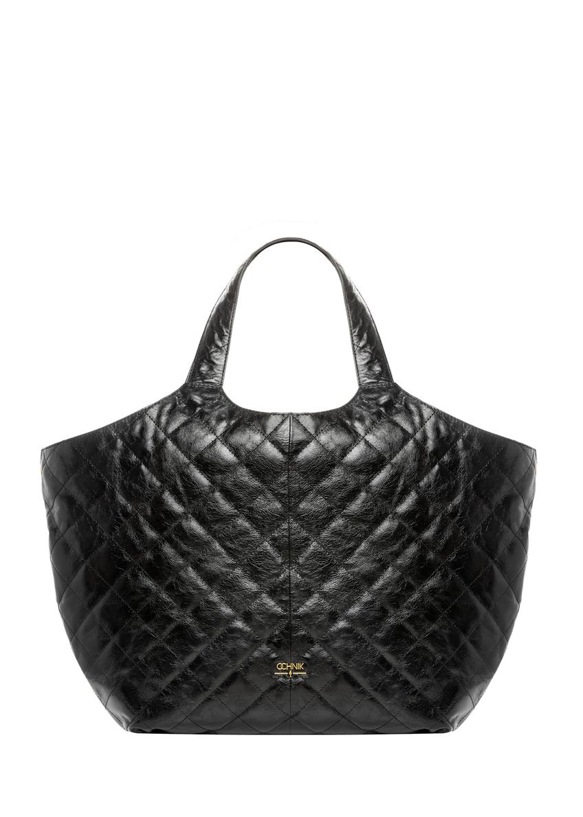 Leather large quilted women's handbag TORES-1306-99(W26), front product view on white background.