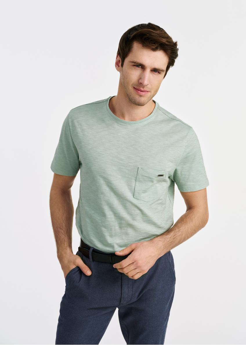 Green cotton men's t-shirt TSHMT-0121-52(W25)-01