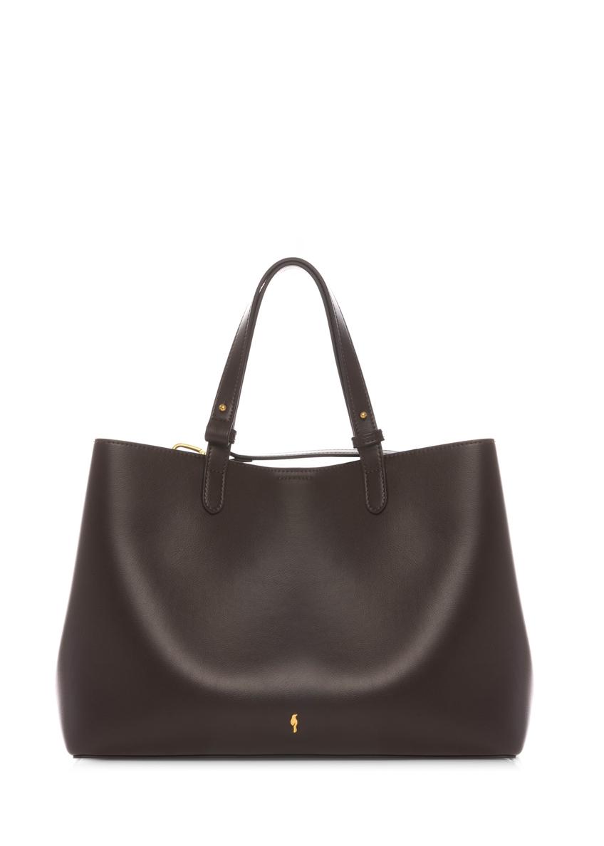 Brown women's shopper handbag TOREC-1240-1H(W26), front product view on white background.
