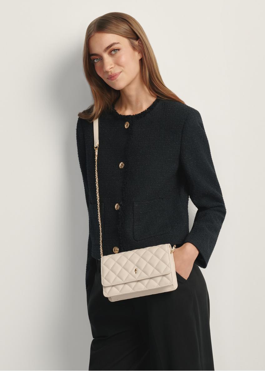 Cream small quilted women's handbag TOREC-1033-0B(W26)