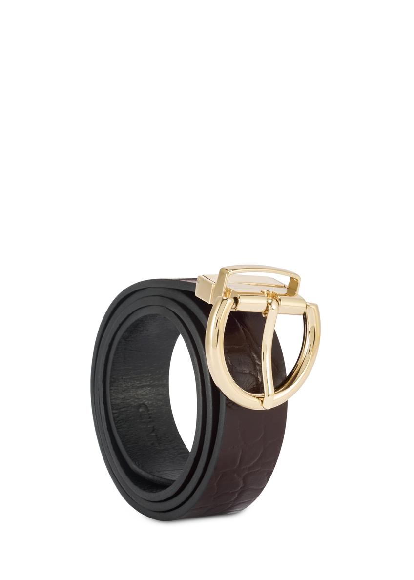 Two-sided burgundy and black women's belt PASDS-0175B-15(Z25)