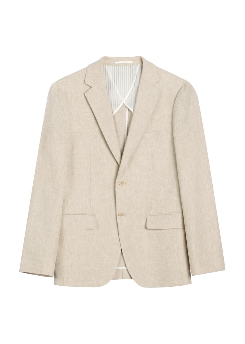 Men's beige herringbone jacket MARMT-0023-1B(W26)