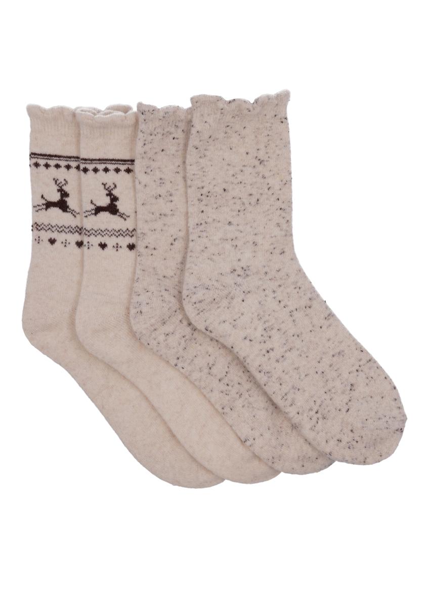 Two-pack of women's wool socks ZESDT-0052-1B(Z26), front view of the set on a white background.