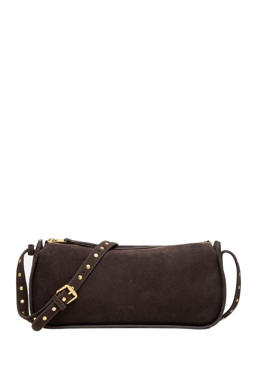 Brown suede women's handbag TORES-1383-1I(Z26) - front product view, on white background.