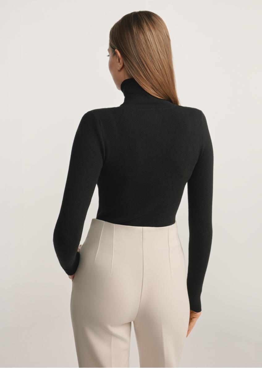 Black women's turtleneck sweater SWEDT-0245-99(Z25)
