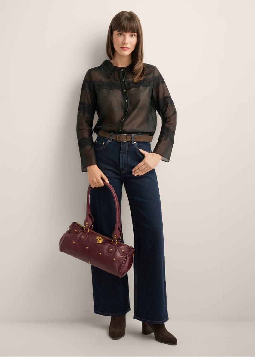 Burgundy leather shoulder bag TORES-1369-4D(Z26)