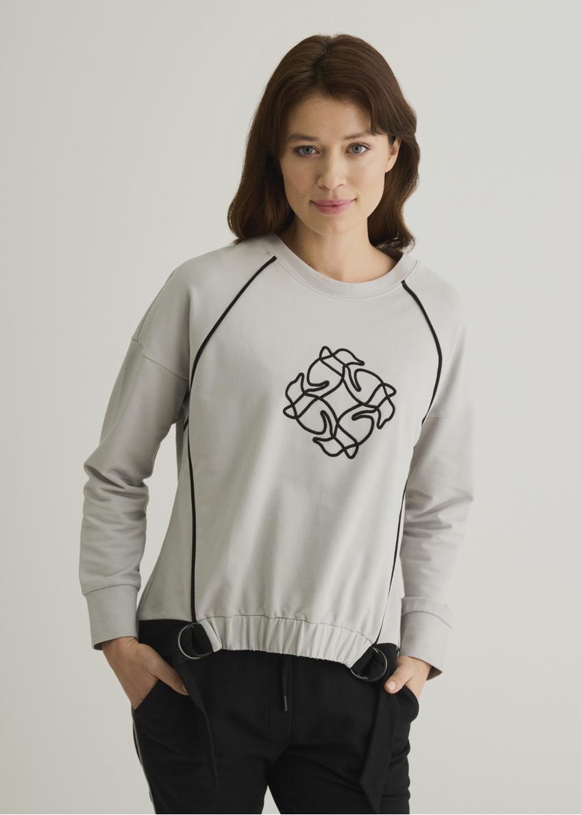 Gray women's sweatshirt with monogram BLZDT-0070-91(W23)-01