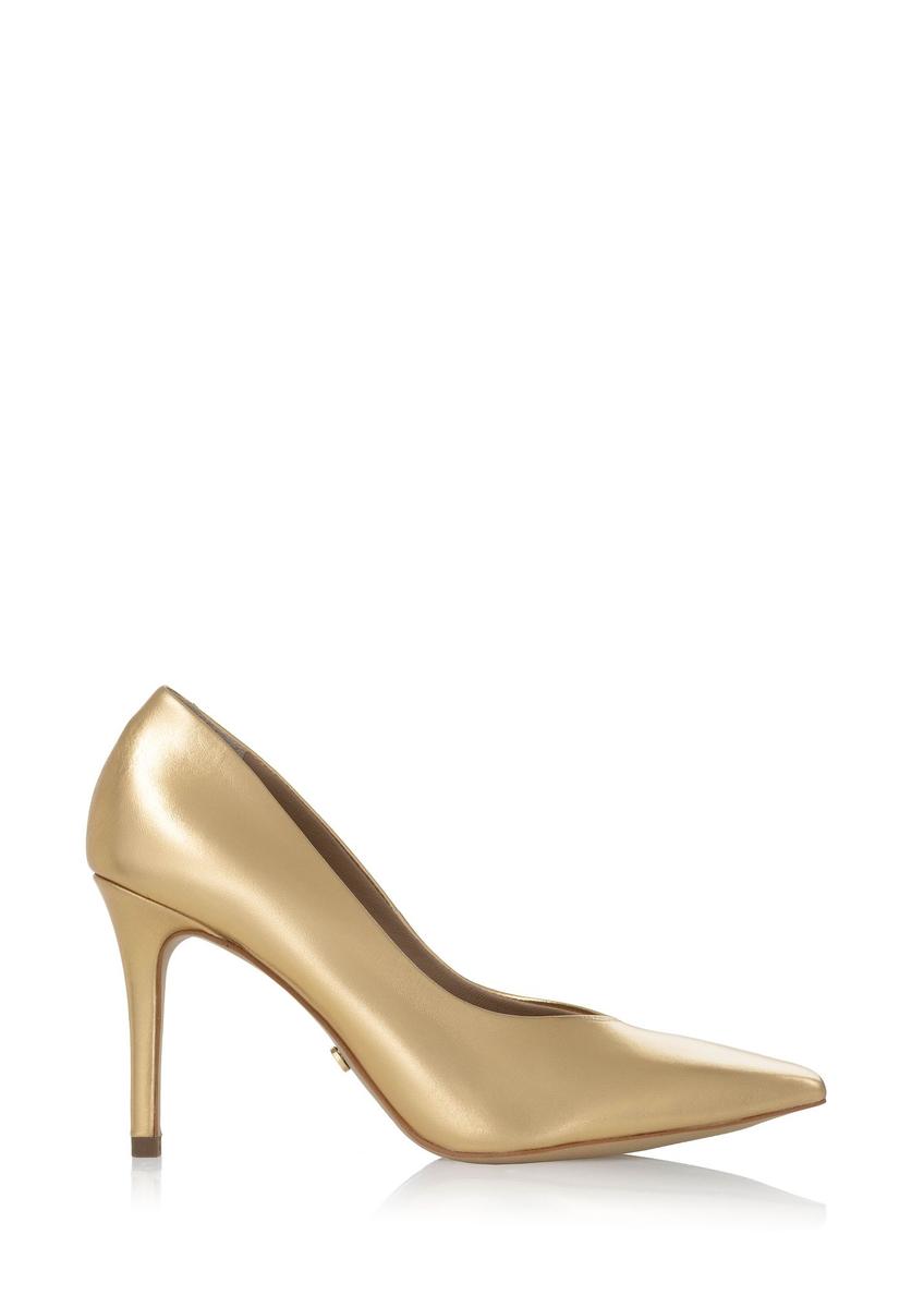 Women's gold leather stilettos BUTYD-0710-28(W24)-08