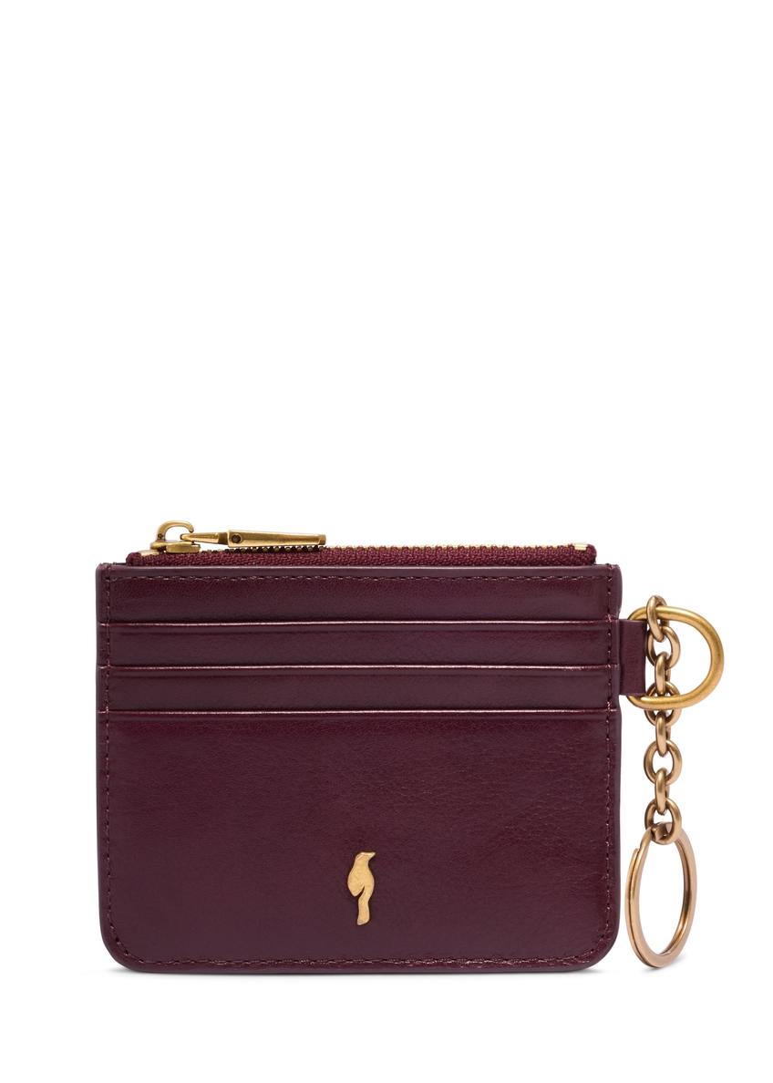 Small burgundy leather case PORES-0995-4D(Z26), front product view on white background.