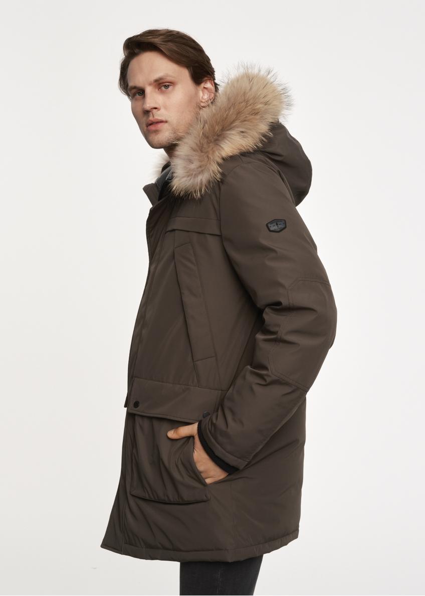 Men's khaki jacket with hood KURMT-0318-57(Z23)