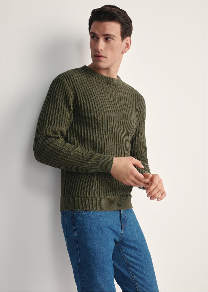 Men's khaki sweater SWEMT-0183-55(Z25)