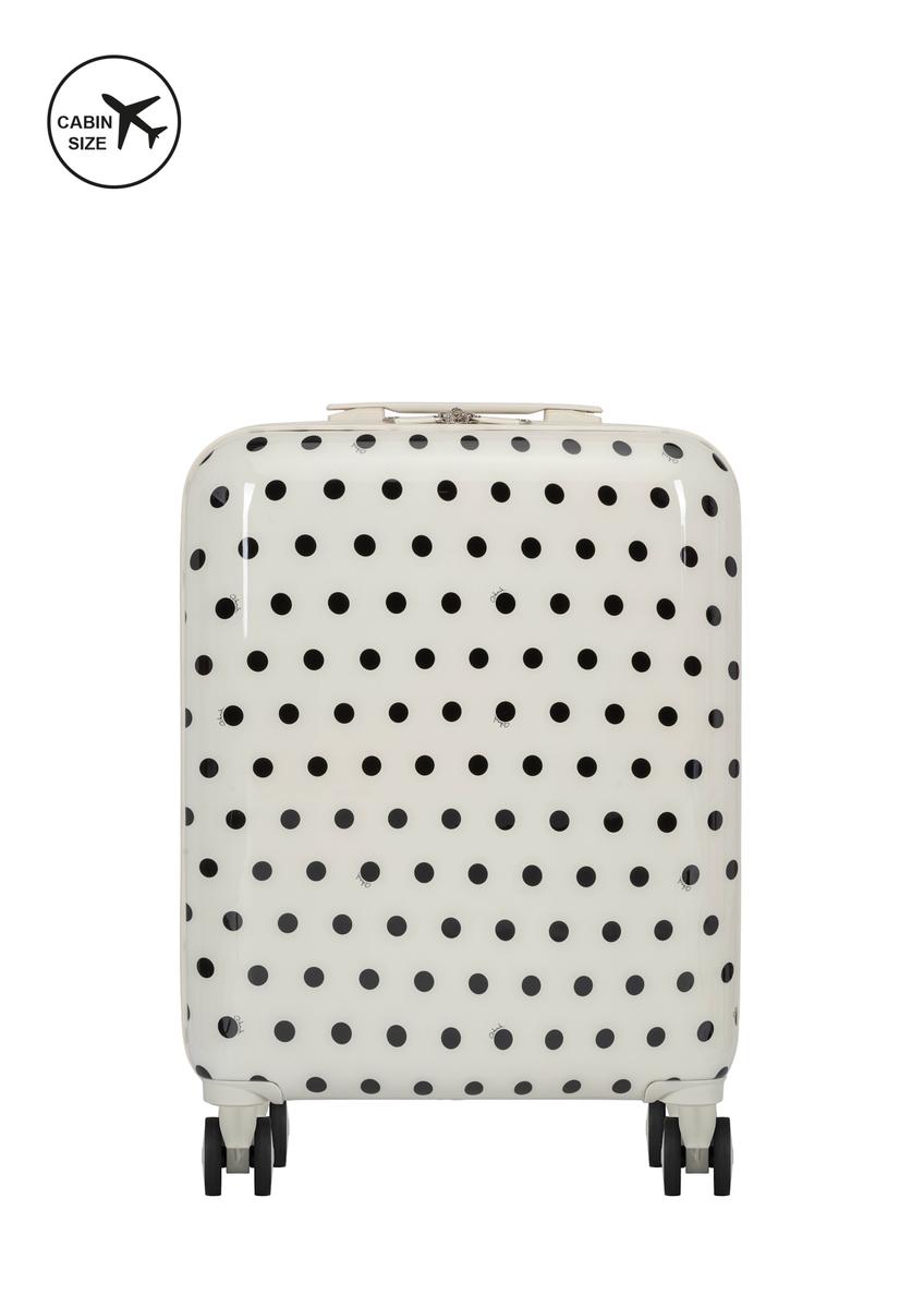 Small polka dot suitcase on wheels WALAB-0074-0P-19(W26)