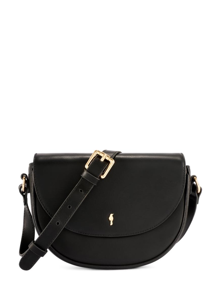 Black leather small handbag TORES-1260-99(W26) - front product view, on white background.