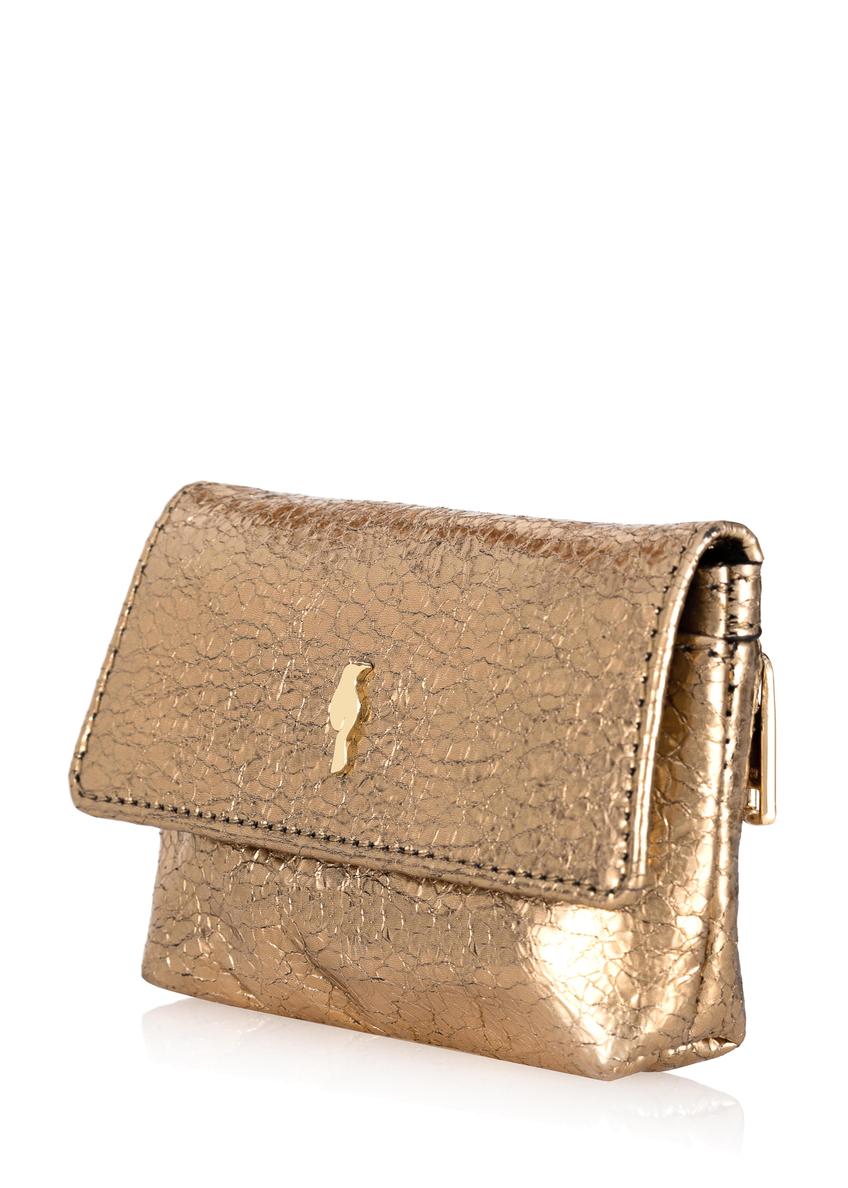 Small gold leather wallet with chain PORES-0877-28(Z23)