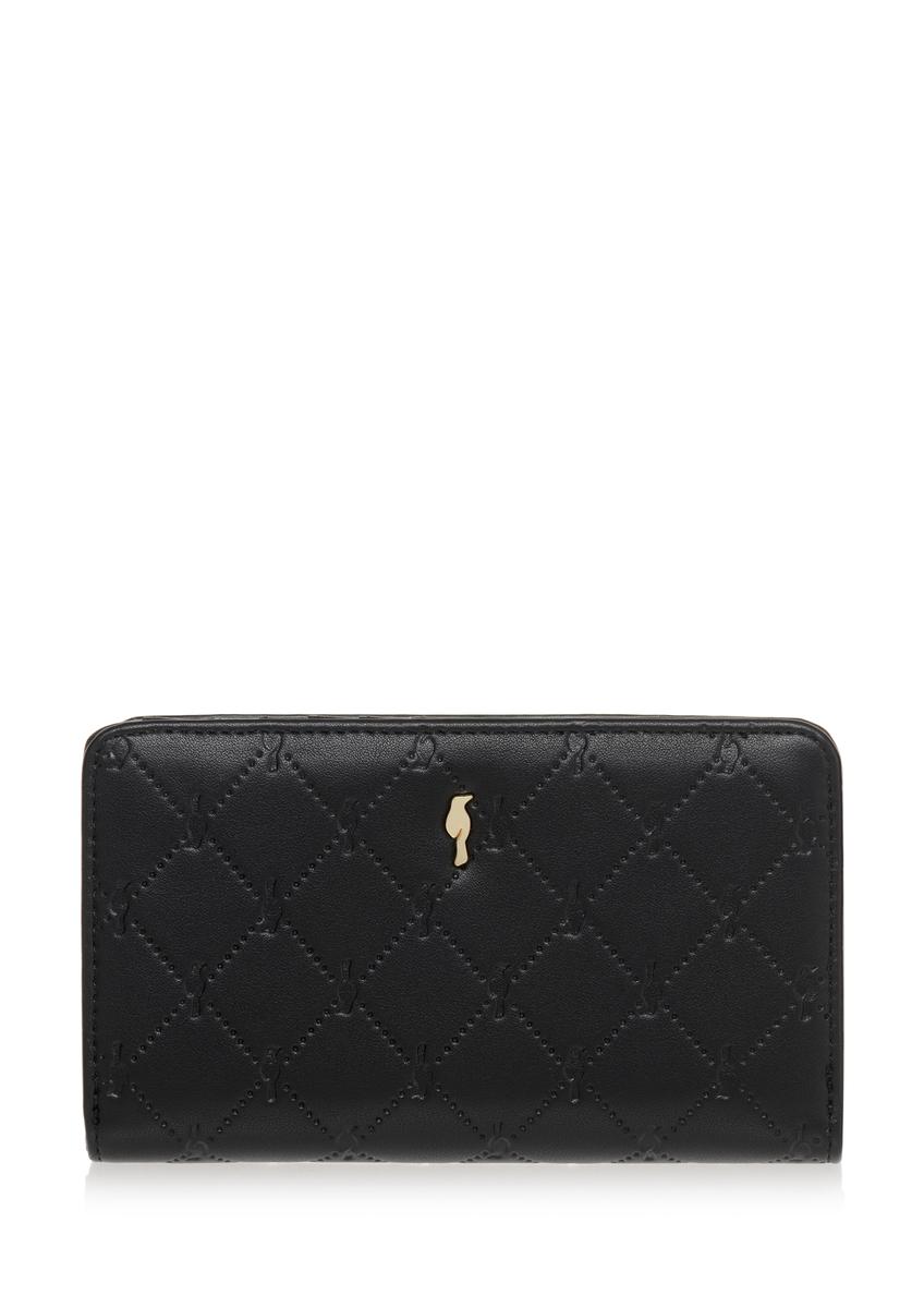 Black women's wallet with monogram POREC-0348-99(Z24)-07