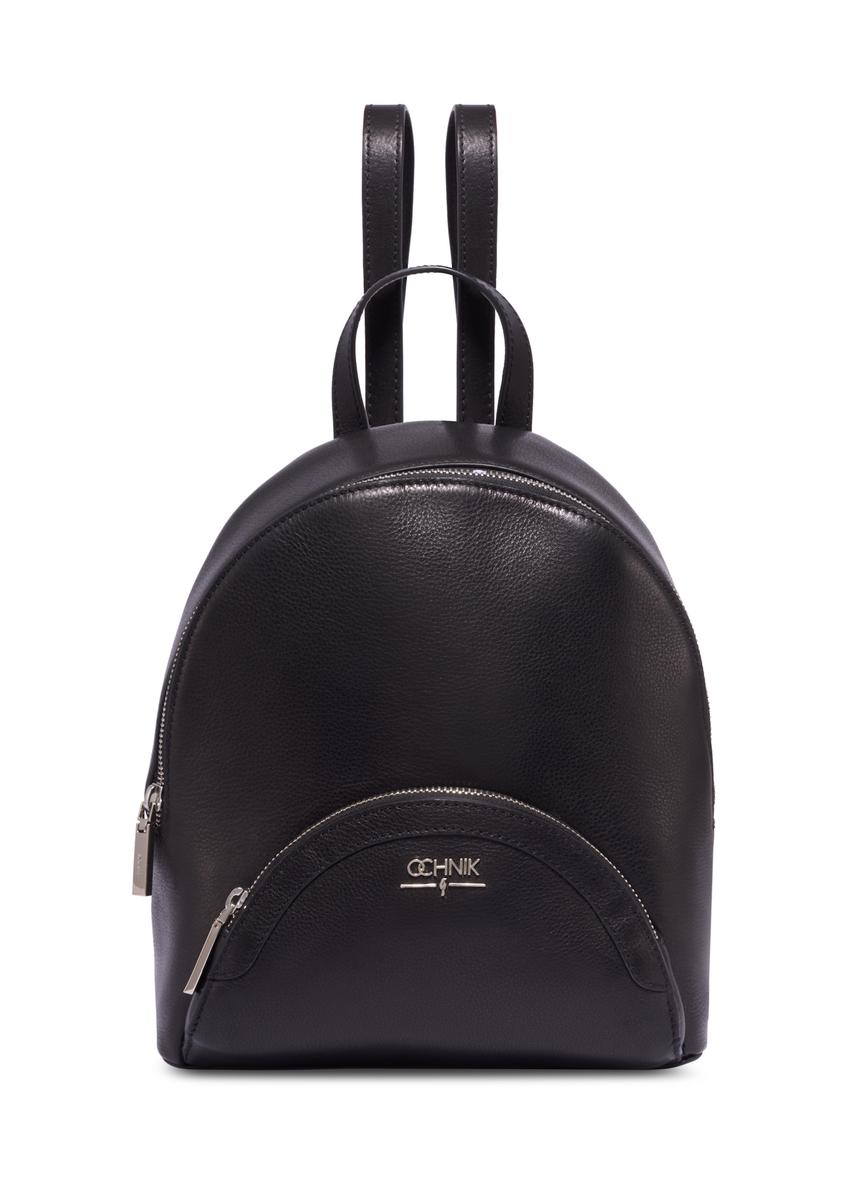Black leather women's backpack TORES-1378-99(Z26), front product view on white background.