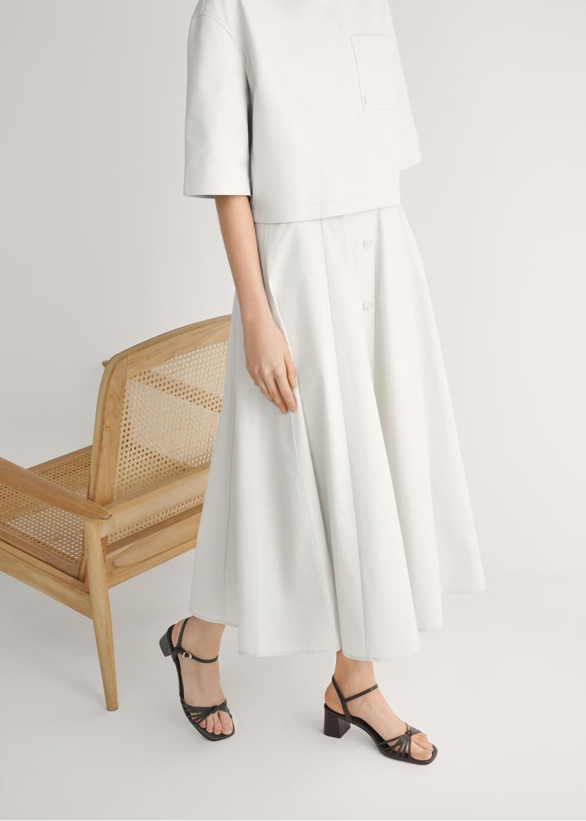 Dark brown leather block heel sandals (BUTYD-1234-1IW26)