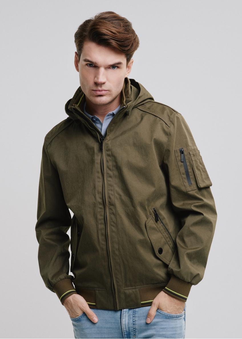 Men's hooded jacket in khaki color KURMT-0326-57(W24)-01