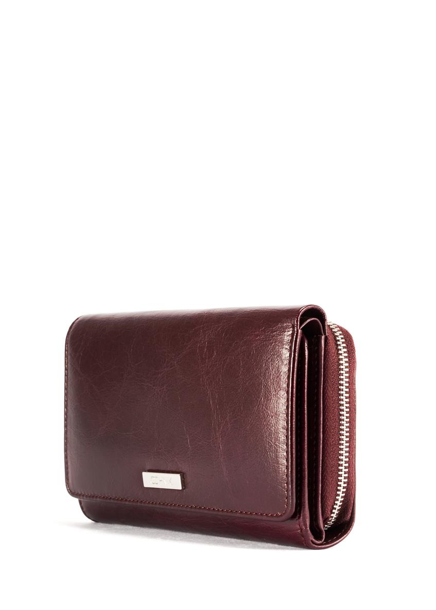 Women's leather wallet in burgundy color PORES-0968-49(Z25)