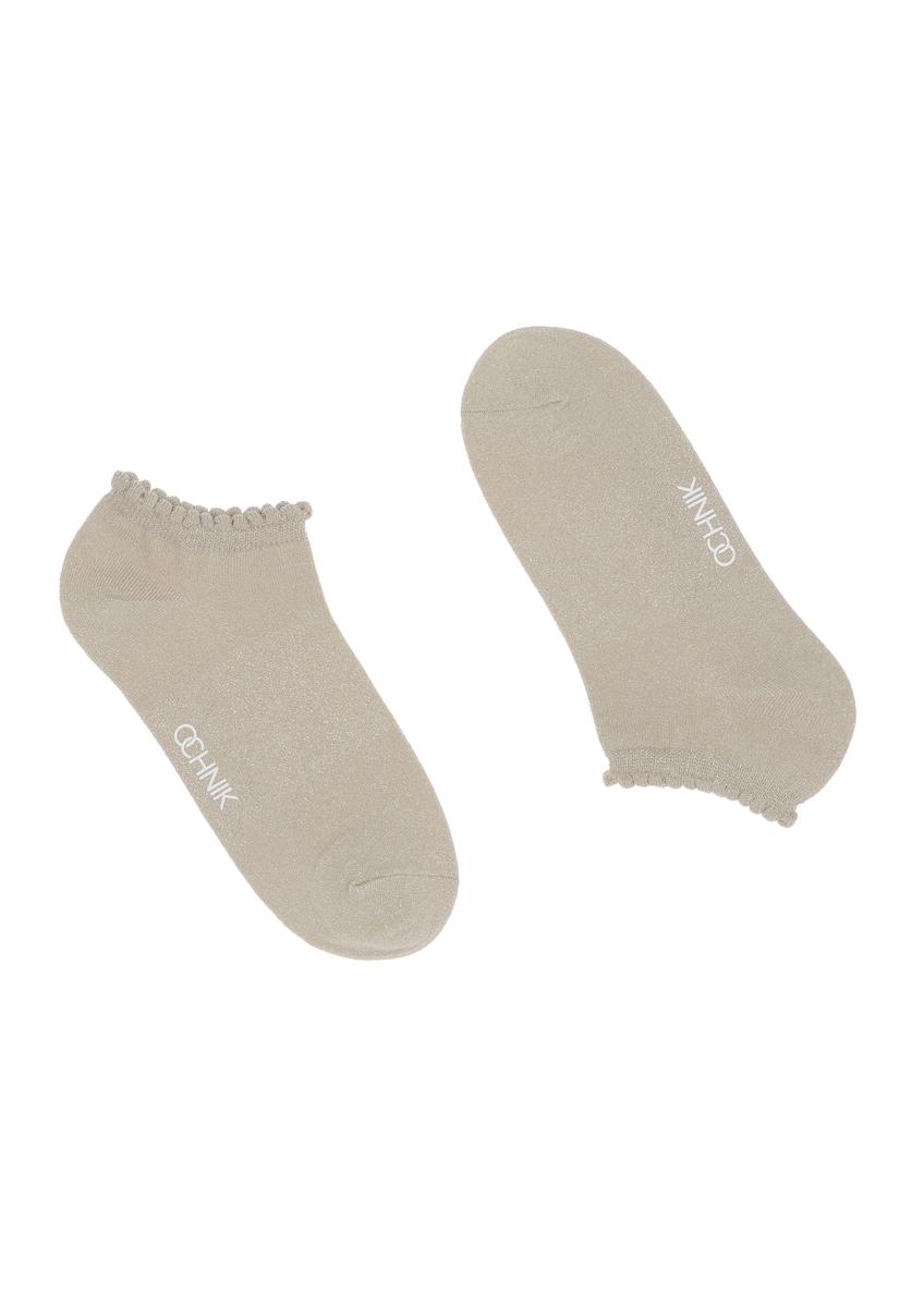 Women's short beige socks SKADT-0055A-81(W24)-01