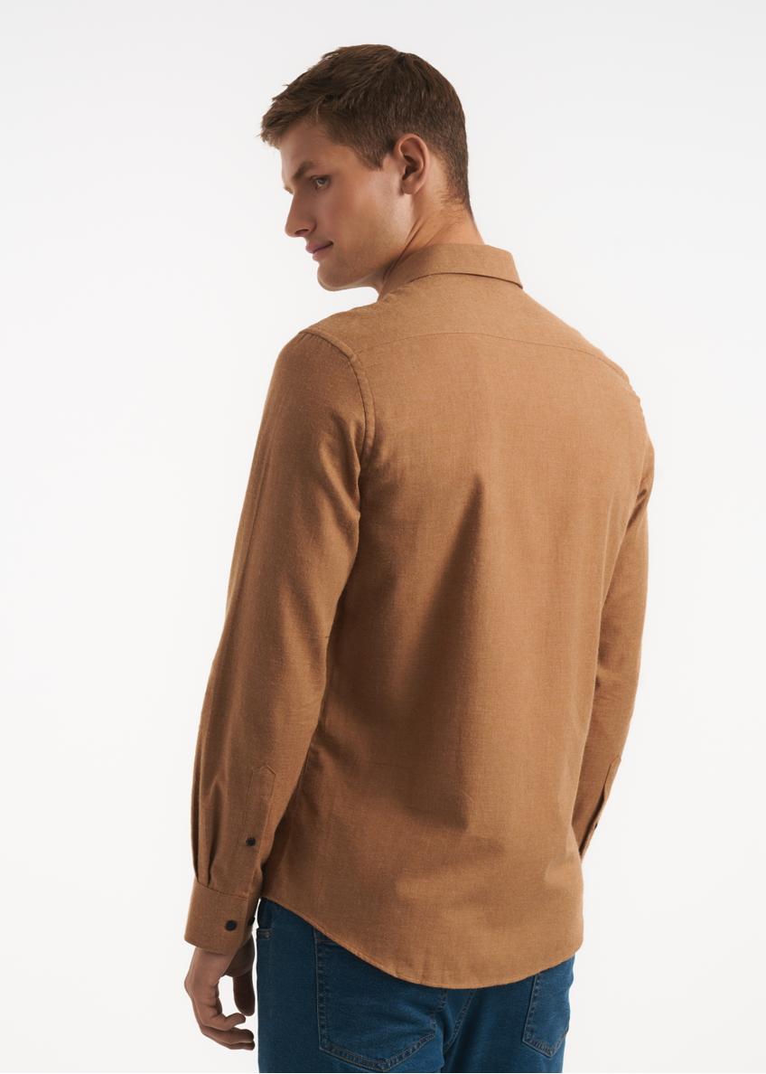 Men's shirt in camel color KOSMT-0299-24(Z24)