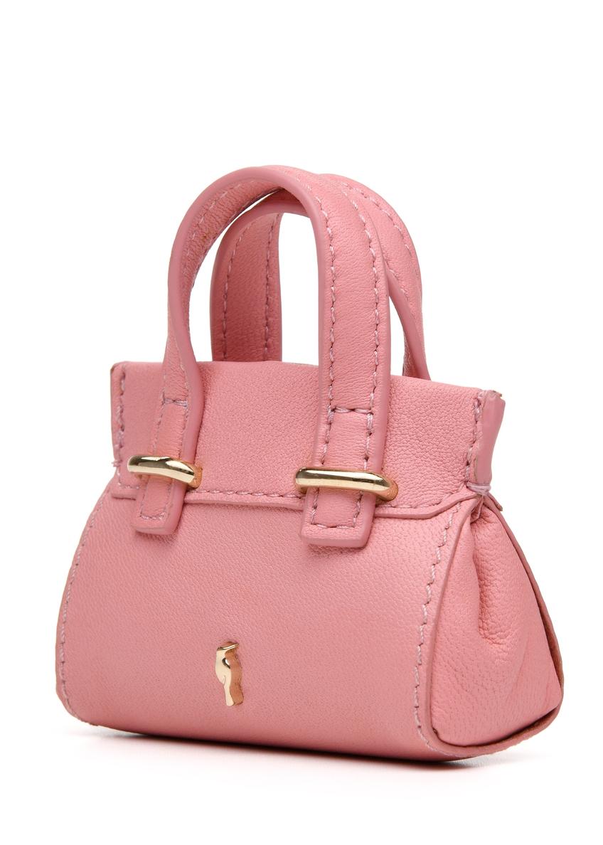 Pink leather bag-shaped keychain BRELOK-0214-31(Z25)
