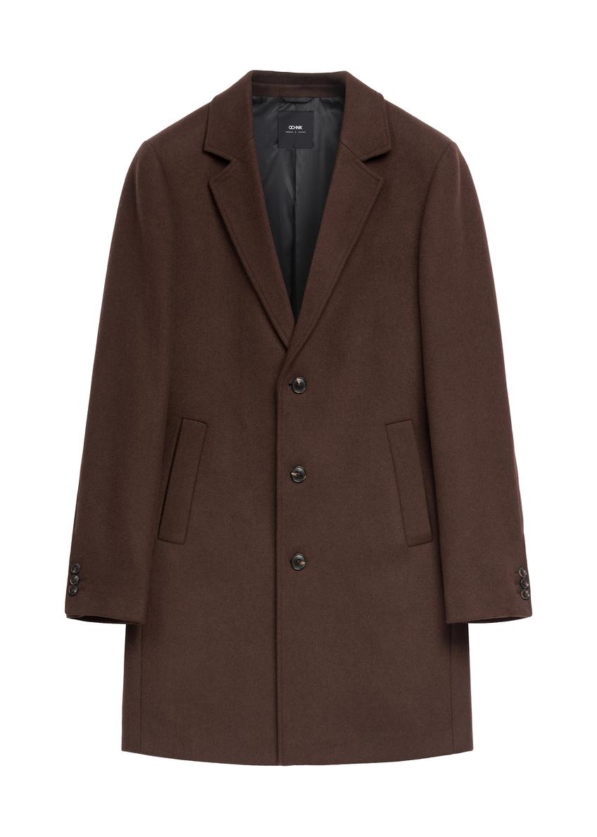 Men's brown wool coat PLAMT-0006-1I(Z26)