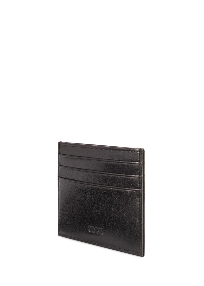Black leather card case PORMS-0679-99(W26)
