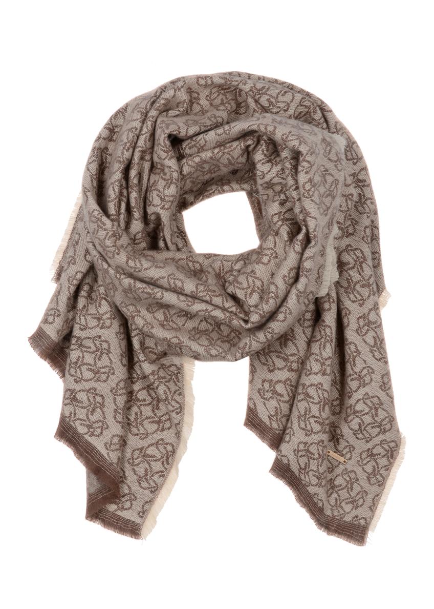 Large brown women's scarf with monogram SZADT-0130A-82(Z24)