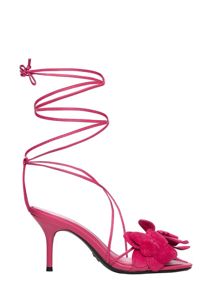 Fuchsia high heel sandals BUTYD-1236-5E(W26) - side view of the product, on a white background.