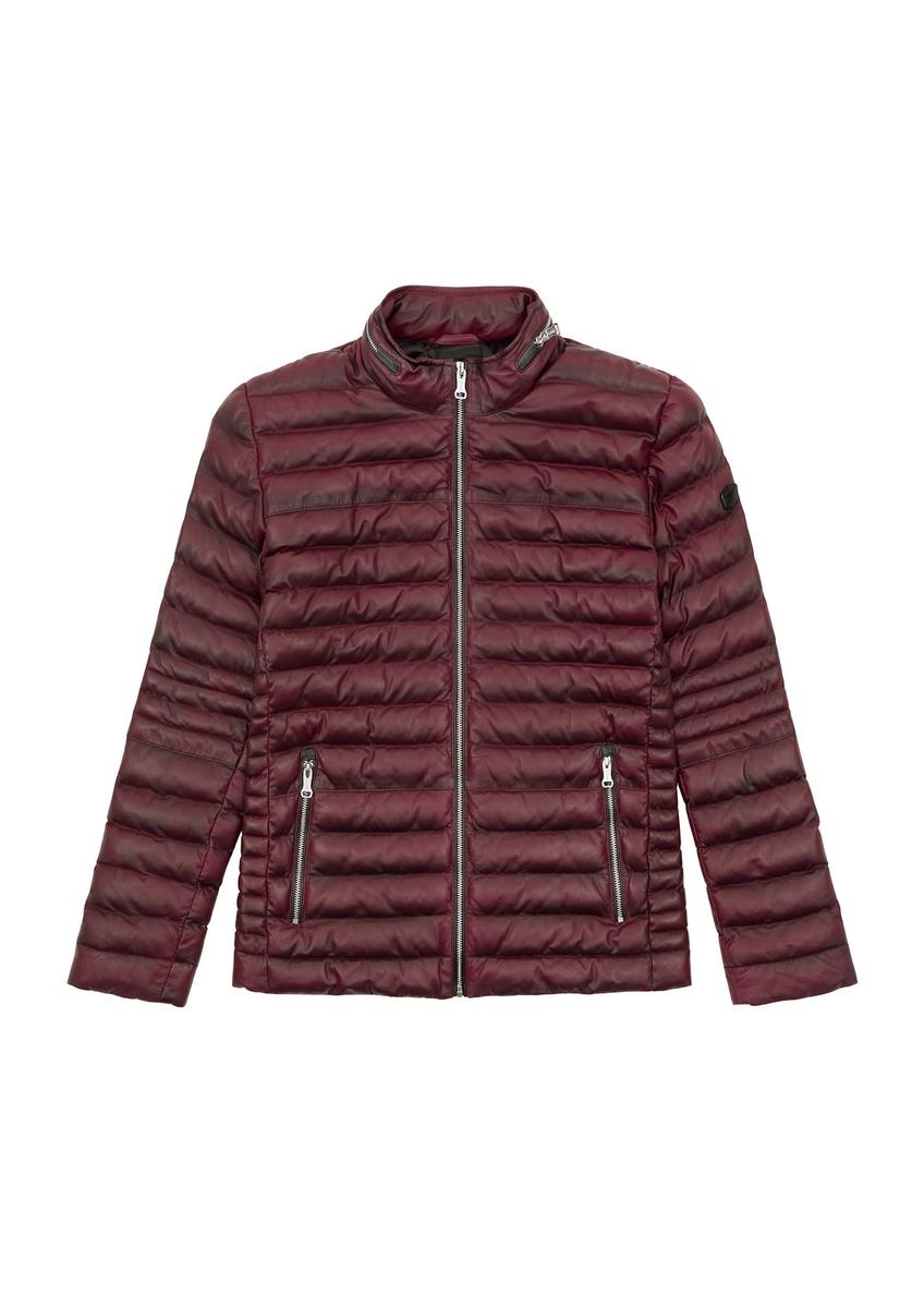 Burgundy men's leather jacket insulated KURMS-0379-4D(Z26)