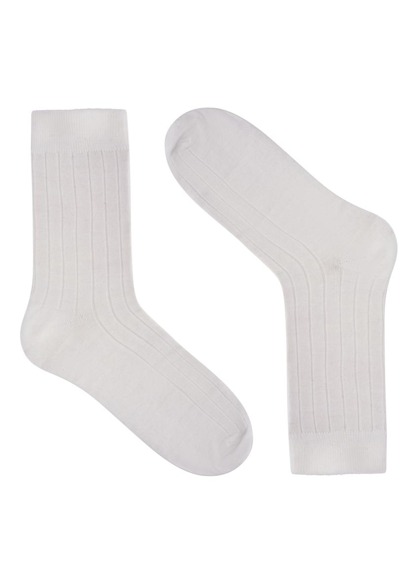 Cream merino wool socks SKAMT-0206-0B(Z26), product view from the front on a white background.