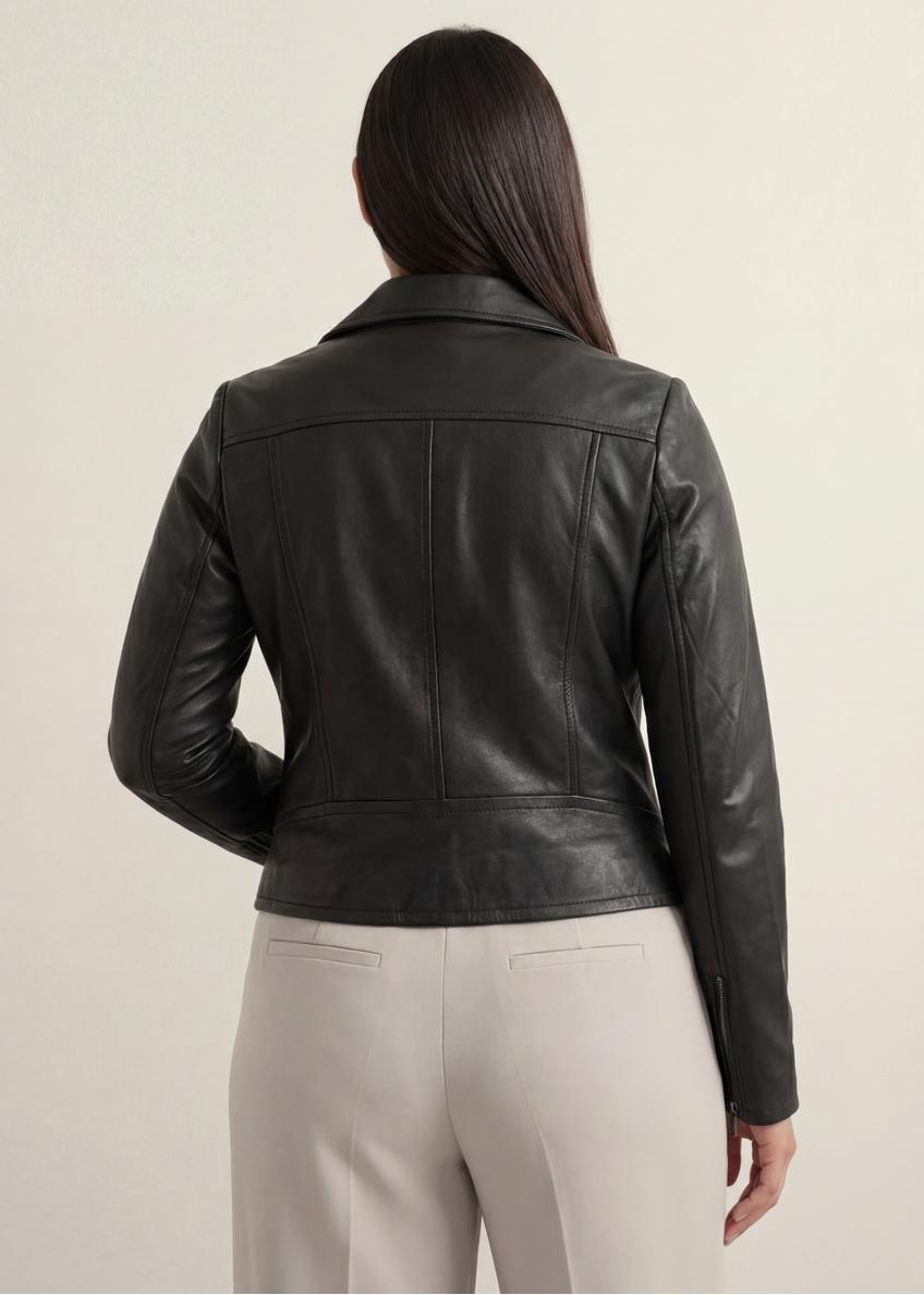 Women's leather biker jacket PLUS SIZE KURDS-0274L-99(KS)