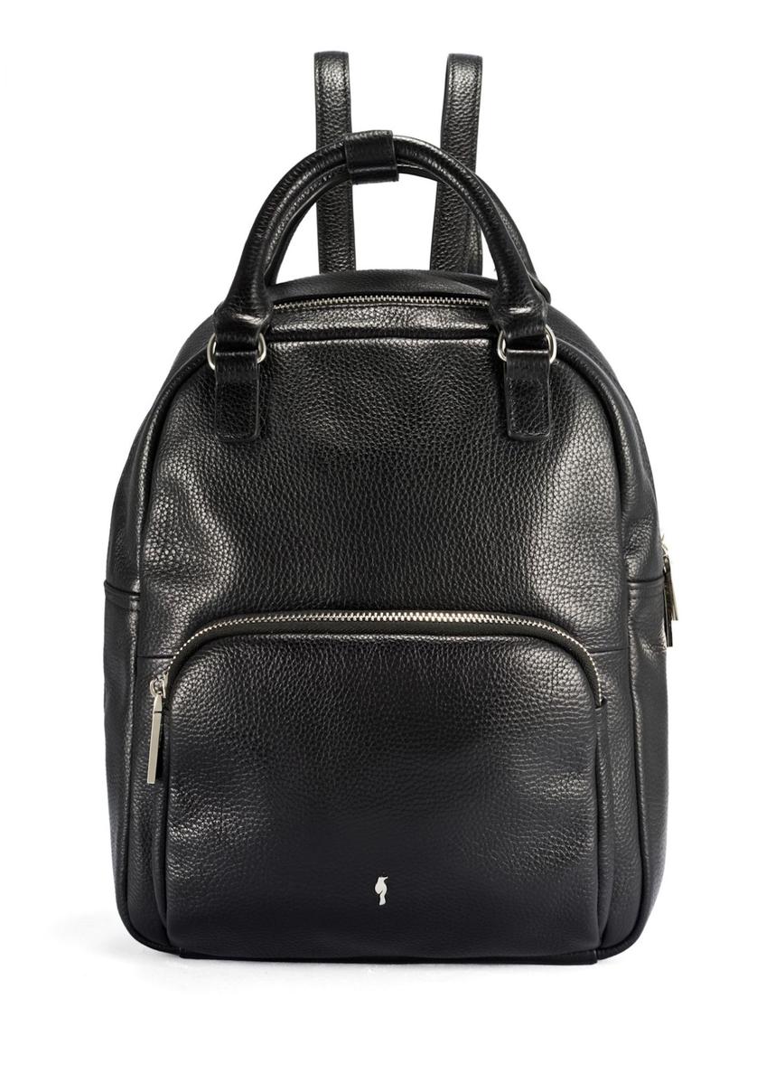Women's leather black backpack TORES-1146-9I(Z26) - front product view, on white background.