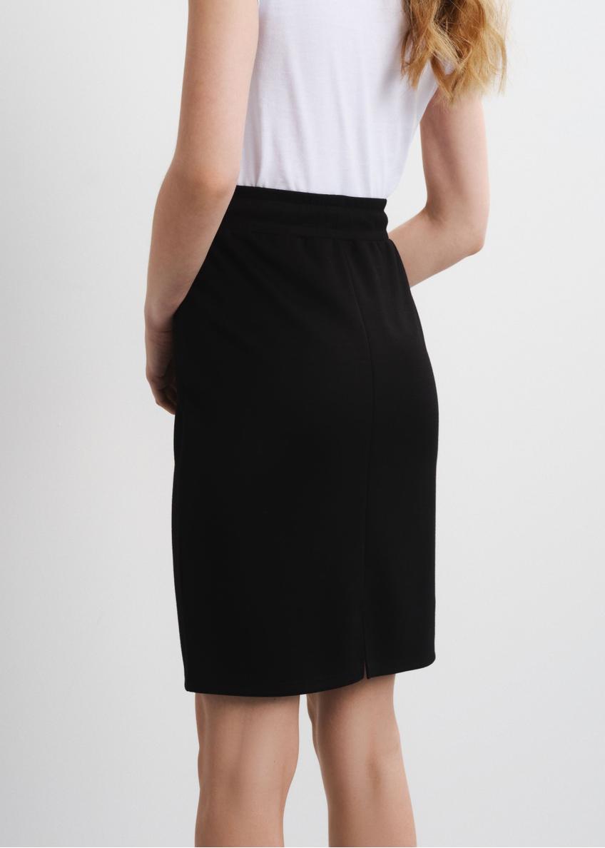 Black pencil skirt with ties SPCDT-0059A-99(W24)