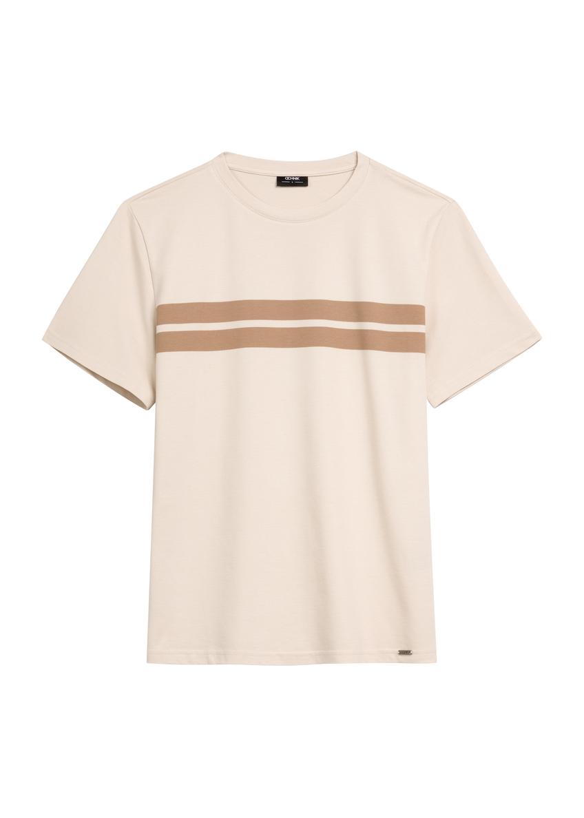 Beige men's cotton t-shirt TSHMT-0129-80(Z25), product view from the front on a white background.