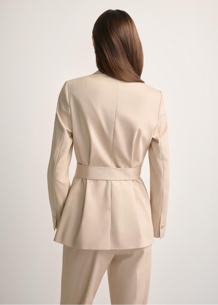 Beige women's blazer with belt ZAKDT-0030-1B(W26)