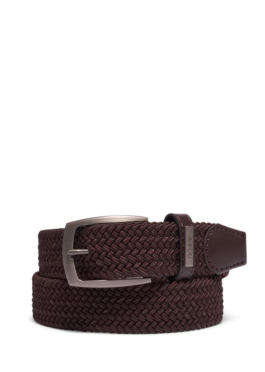Brown braided men's belt PASMT-0004-1H(Z26)