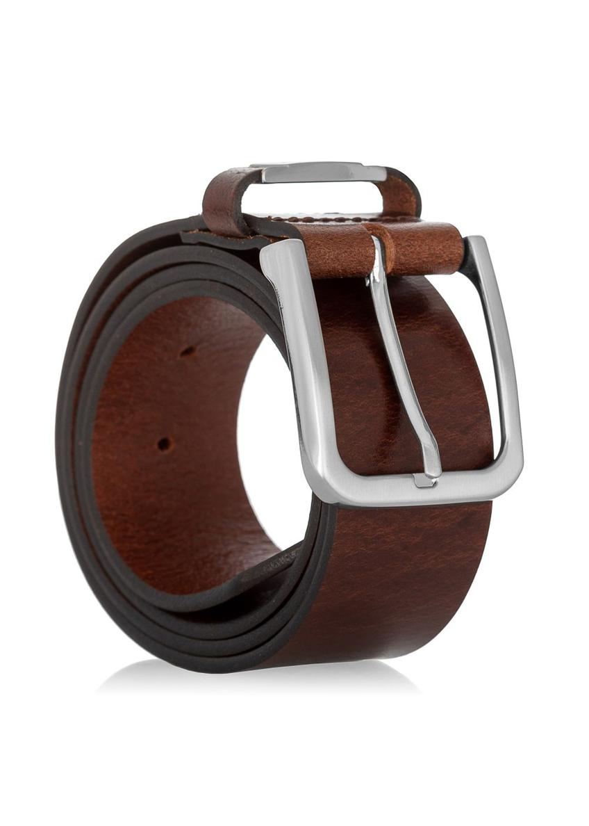 Brown leather men's belt PASMS-0129B-89(W23)