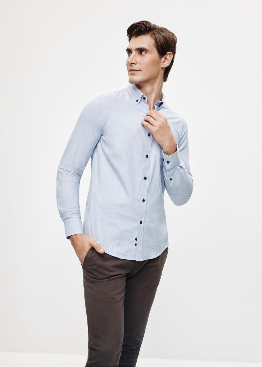 Blue cotton men's shirt KOSMT-0299-62(Z24)