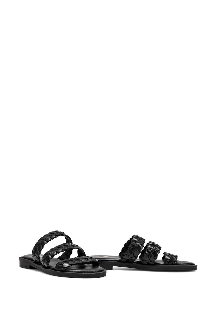 Black women's flip-flops with braided straps BUTYD-1153-98(W25)